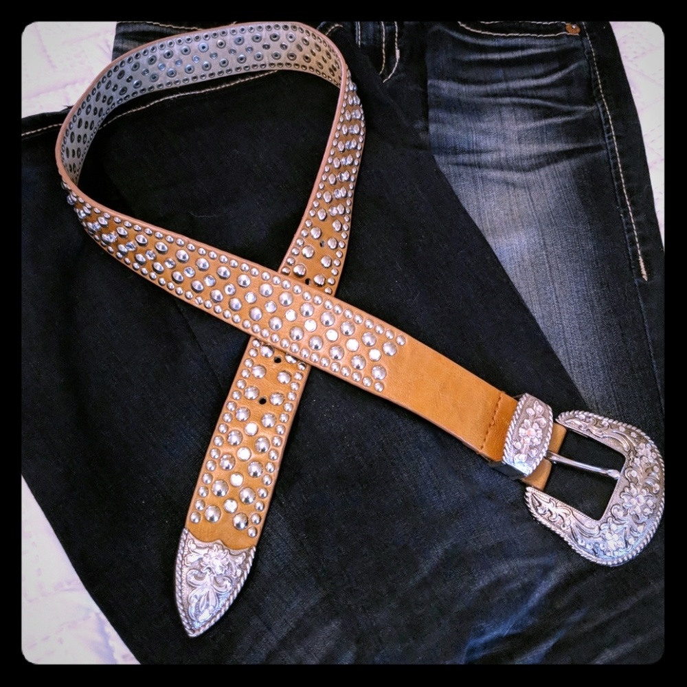 Genuine leather studded "Bling" belt